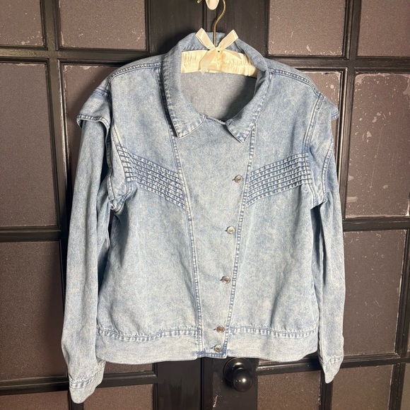 BiBi Jackets & Blazers - BIBI Western Pintuck Denim Jacket Y2K Acid Wash Cowgirl Cottagecore L